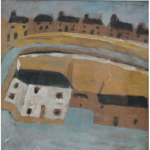 176 - Mixed media, view of St Ives, bears signature Alfred Wallis, 9.5ins x 9.5ins