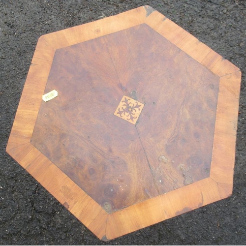 19 - A 19th century walnut and yew wood octagonal topped tripod table, with inlaid and crossband decorati... 