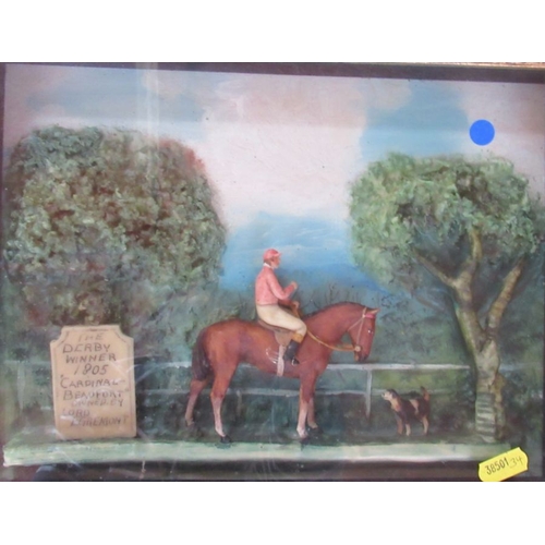 190 - Two pairs of Victorian painted dioramas, two of The Derby Winner 1806 Paris and 1805 Cardinal and tw... 