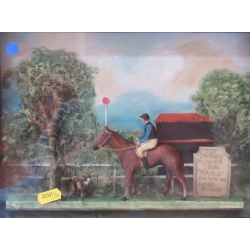 190 - Two pairs of Victorian painted dioramas, two of The Derby Winner 1806 Paris and 1805 Cardinal and tw... 