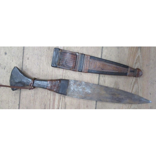 199 - A dagger, with leather handle and scabbard, length 12ins