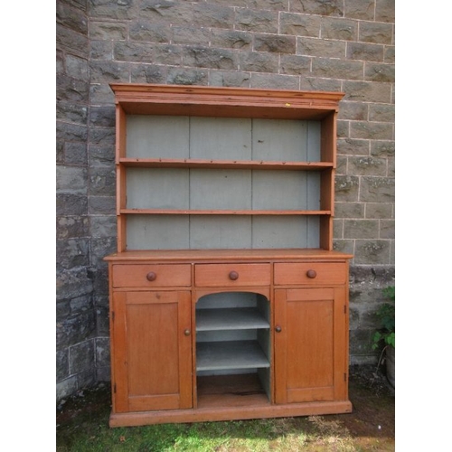 2 - A pine dresser, with boarded plate rack over base width 59ins, height 81ins, depth 17ins