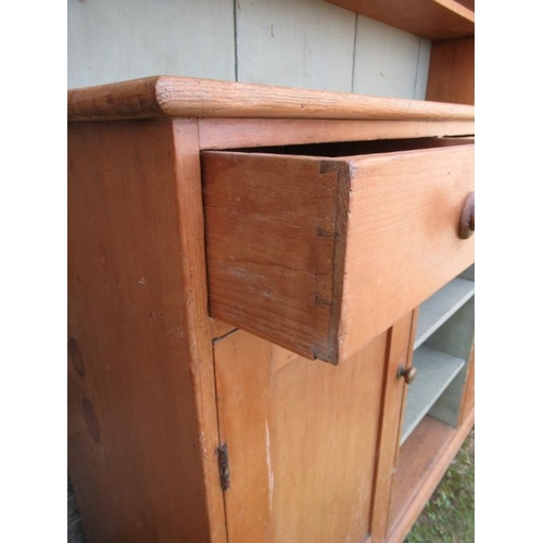 2 - A pine dresser, with boarded plate rack over base width 59ins, height 81ins, depth 17ins