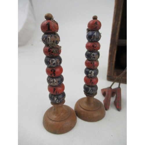 200 - A late Victorian/Edwardian table top miniature croquet set, comprising six mallets, mallet length 10... 