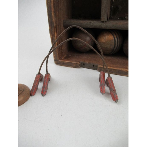 200 - A late Victorian/Edwardian table top miniature croquet set, comprising six mallets, mallet length 10... 