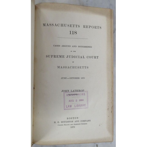 250 - Massacusetts Reports 118 Cases Argued and Determind in the Supreme Court, June0Oct 1875, 2 vols, int... 