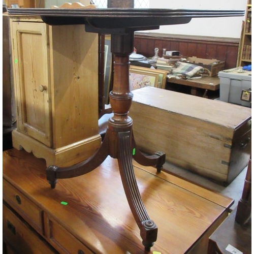 28 - A 19th century mahogany square topped tripod table, width 26ins, height 28ins