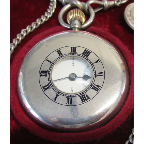 292 - A silver half hunter pocket watch, the white enamel dial with subsidiary dial inscribed J B Yabsley ... 