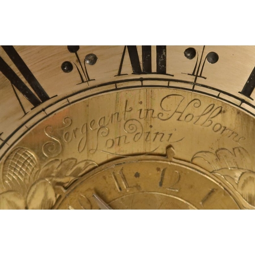 293 - Sergeant in Holborne London, An Antique brass lantern clock, the dial with single cut steel hand, ce... 