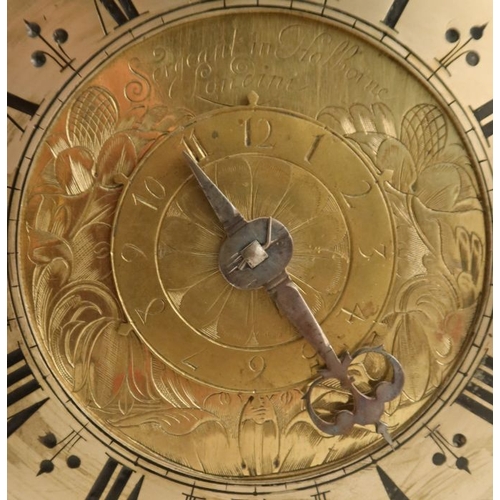 293 - Sergeant in Holborne London, An Antique brass lantern clock, the dial with single cut steel hand, ce... 