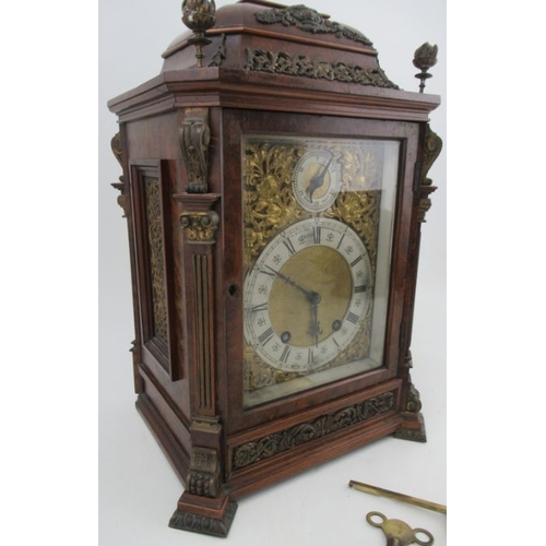 295 - C Kirton Stockton on Tees, a walnut cased mantel clock, the chiming movement stamped Lenzkirch, heig... 