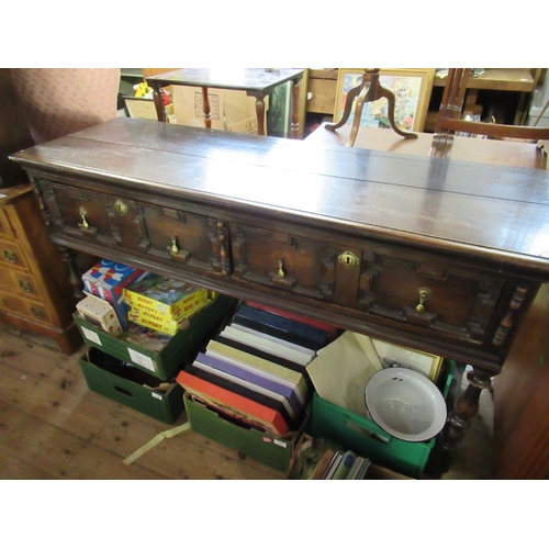 30 - An Antique style oak dresser base, fitted with two drawers with moulded fronts, width 59ins, depth 2... 