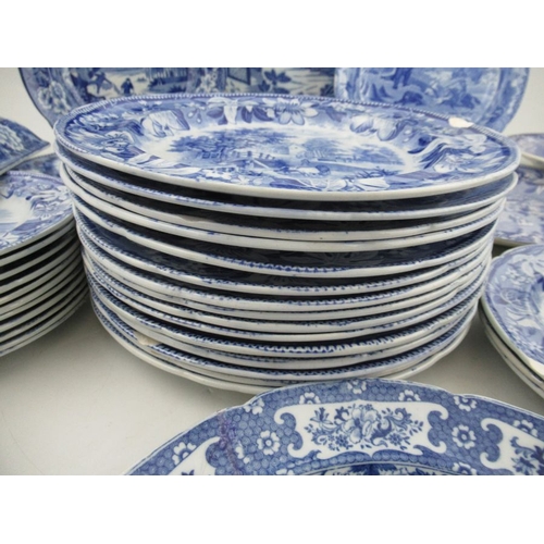 363 - A collection of 19th and 20th century blue and white dinner ware, to include Wedgwood Fallow deer, M... 