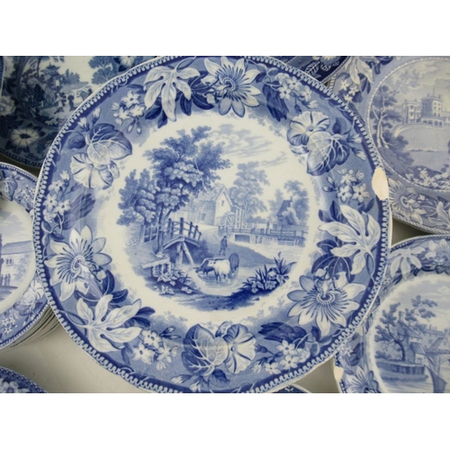 363 - A collection of 19th and 20th century blue and white dinner ware, to include Wedgwood Fallow deer, M... 