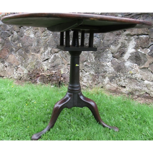 38 - A 19th century mahogany circular tripod table, with bird cage action, diameter 34ins