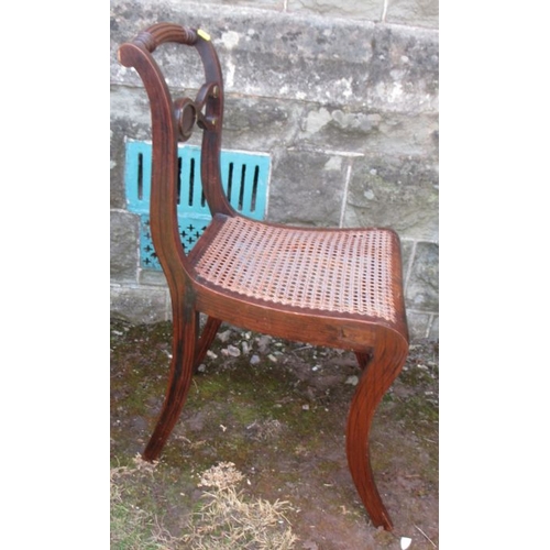 40 - A Regency single chair, with cane seat and sabre legs, together with an Antique country open armchai... 