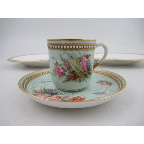 417 - A collection of 19th century Royal Worcester, decorated with floral sprays, with jewelled borders to... 