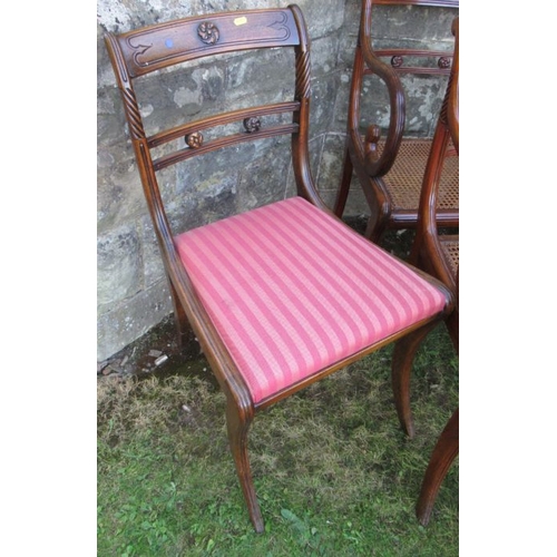 42 - A harlequin set of  13 (11 + 2) Regency mahogany dining chairs, with caned and upholstered seats