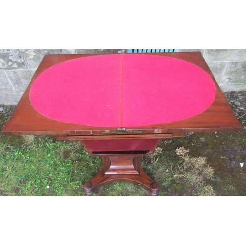 46 - A 19th century work table, with fold over games top, drawer and wool bowl below   (14/46)