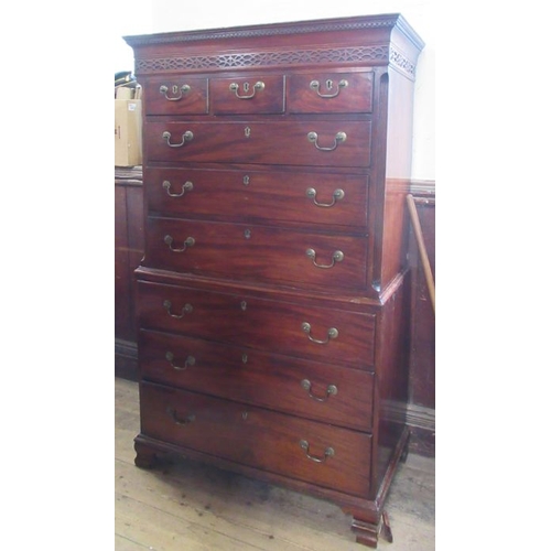 5 - A late Georgian mahogany chest on chest, width 40ins, height 70ins, depth 22ins