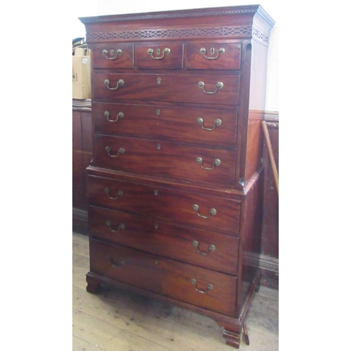 5 - A late Georgian mahogany chest on chest, width 40ins, height 70ins, depth 22ins