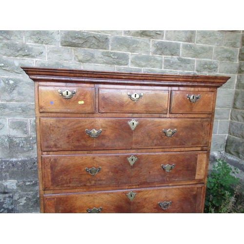 50 - A late 17th century / early 18th century design walnut chest on chest, the upper section having thre... 