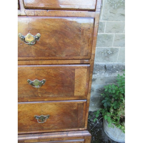 50 - A late 17th century / early 18th century design walnut chest on chest, the upper section having thre... 