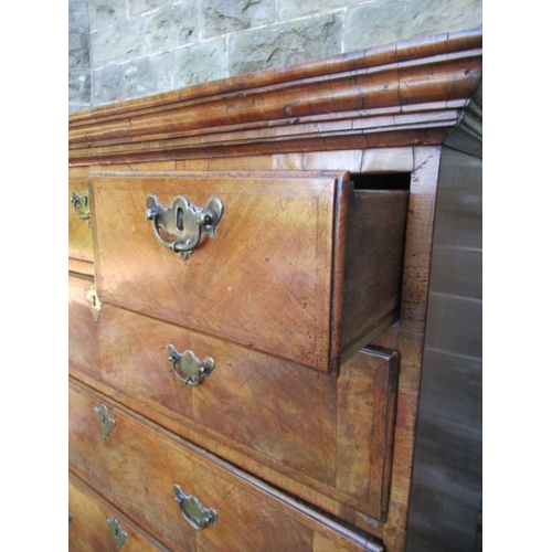 50 - A late 17th century / early 18th century design walnut chest on chest, the upper section having thre... 