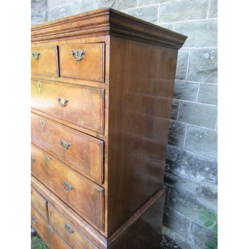 50 - A late 17th century / early 18th century design walnut chest on chest, the upper section having thre... 