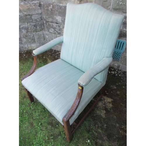 53 - A Georgian design Gainsborough style arm chair, with blind fret feet carving  (46)