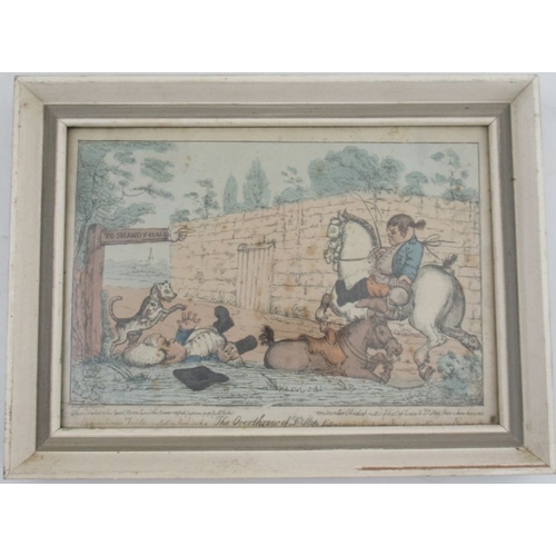 87 - A hand coloured Georgian etching, of The Overthrow of Dr Slop, from Tristam Shandy, after Henry Will... 