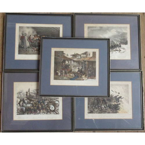 93 - A set of five 19th century Military colour prints, 10ins x 13ins