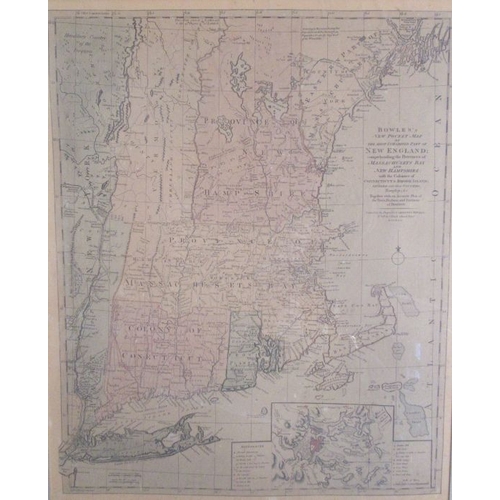 94 - Bowles's New Pocket Map of New England, together with three watercolours and two prints