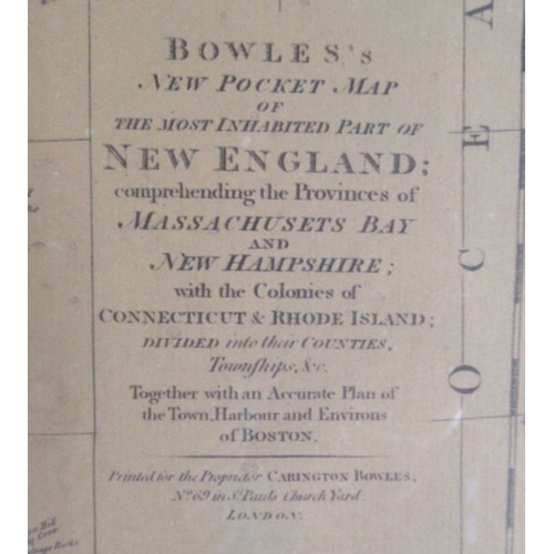 94 - Bowles's New Pocket Map of New England, together with three watercolours and two prints