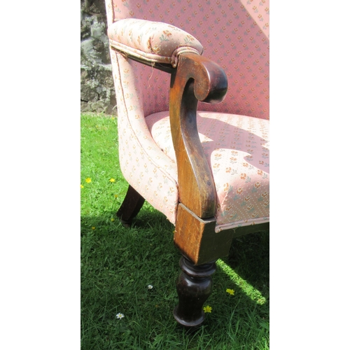 35 - An Edwardian mahogany showwood open armchair, with wing back