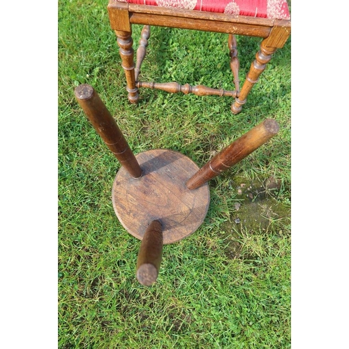 59 - An Edwardian style child's chair together with a milking stool