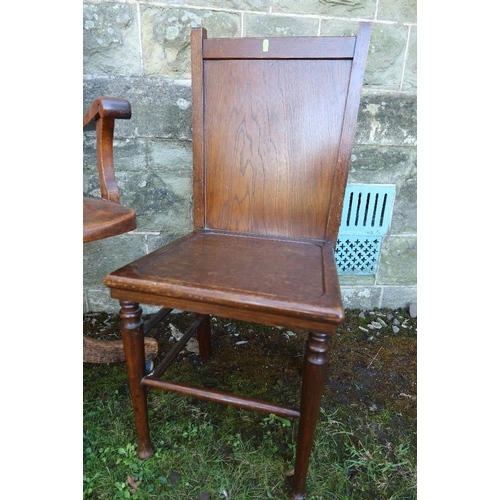 10 - An Oak captain chair, together with a chair with a trouser press