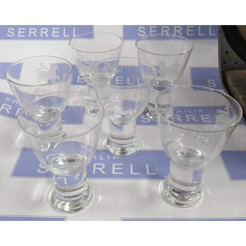 121 - A set of six glasses, etched Preston Guild 1972