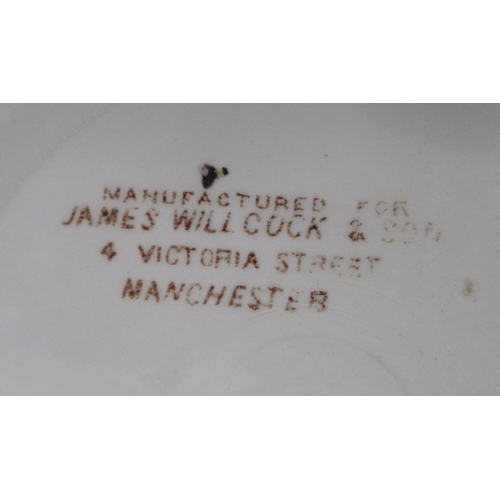 155 - A James Willcock & Son Manchester porcelain cat bowl, printed with three fish, diameter 6ins, height... 