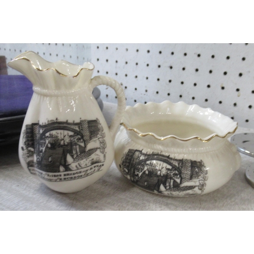 176 - Robinson & Leadbetter, a porcelain bowl and jug, both printed with a west view of Iron Bridge over t... 