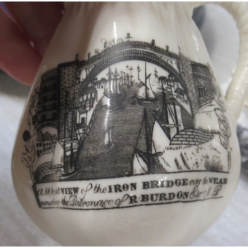 176 - Robinson & Leadbetter, a porcelain bowl and jug, both printed with a west view of Iron Bridge over t... 