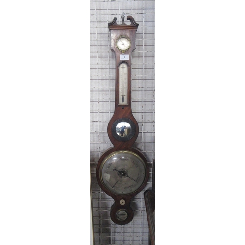 2 - A 19th century J Caligari Birmingham mahogany banjo barometer