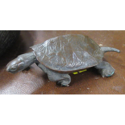 242 - A bronze model of a tortoise, tail af, length 7ins