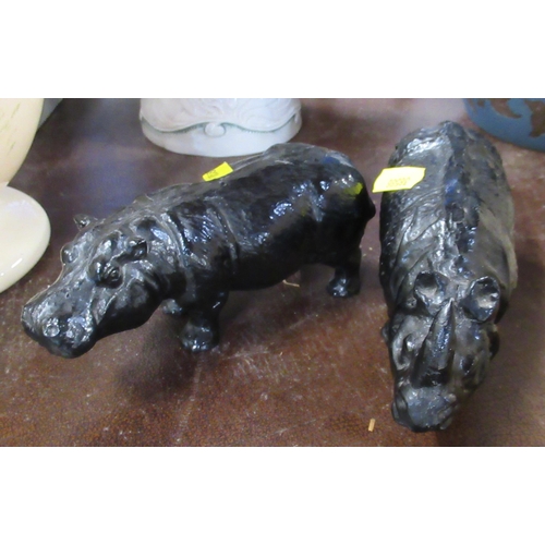 243 - Two papier mache models, a rhino and a hippo