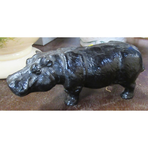 243 - Two papier mache models, a rhino and a hippo