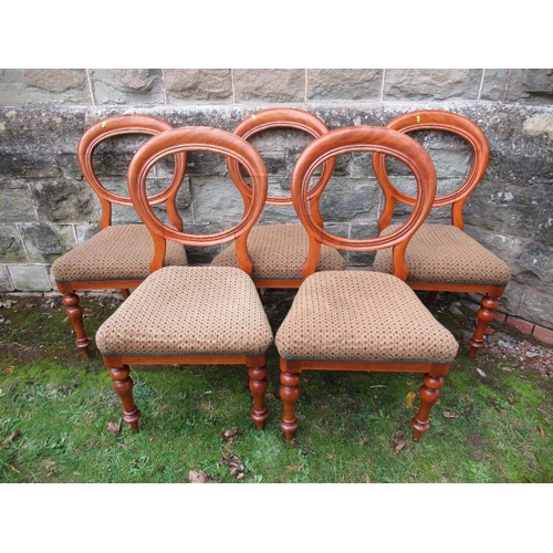 27 - A set of 5 Victorian balloon back chairs