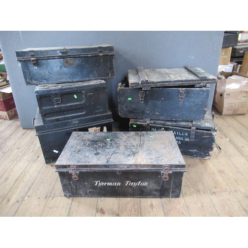 28 - A collection of tin boxes trunks etc