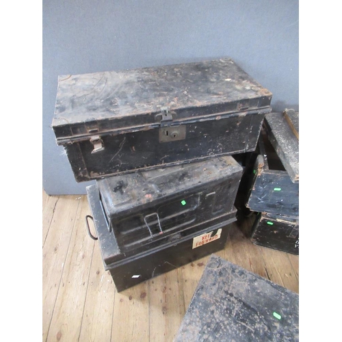 28 - A collection of tin boxes trunks etc