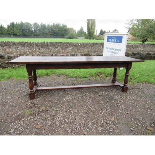 39 - An oak refectory table , width 30ins, length 108ins, height 31ins