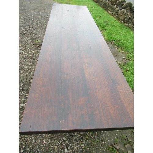 39 - An oak refectory table , width 30ins, length 108ins, height 31ins